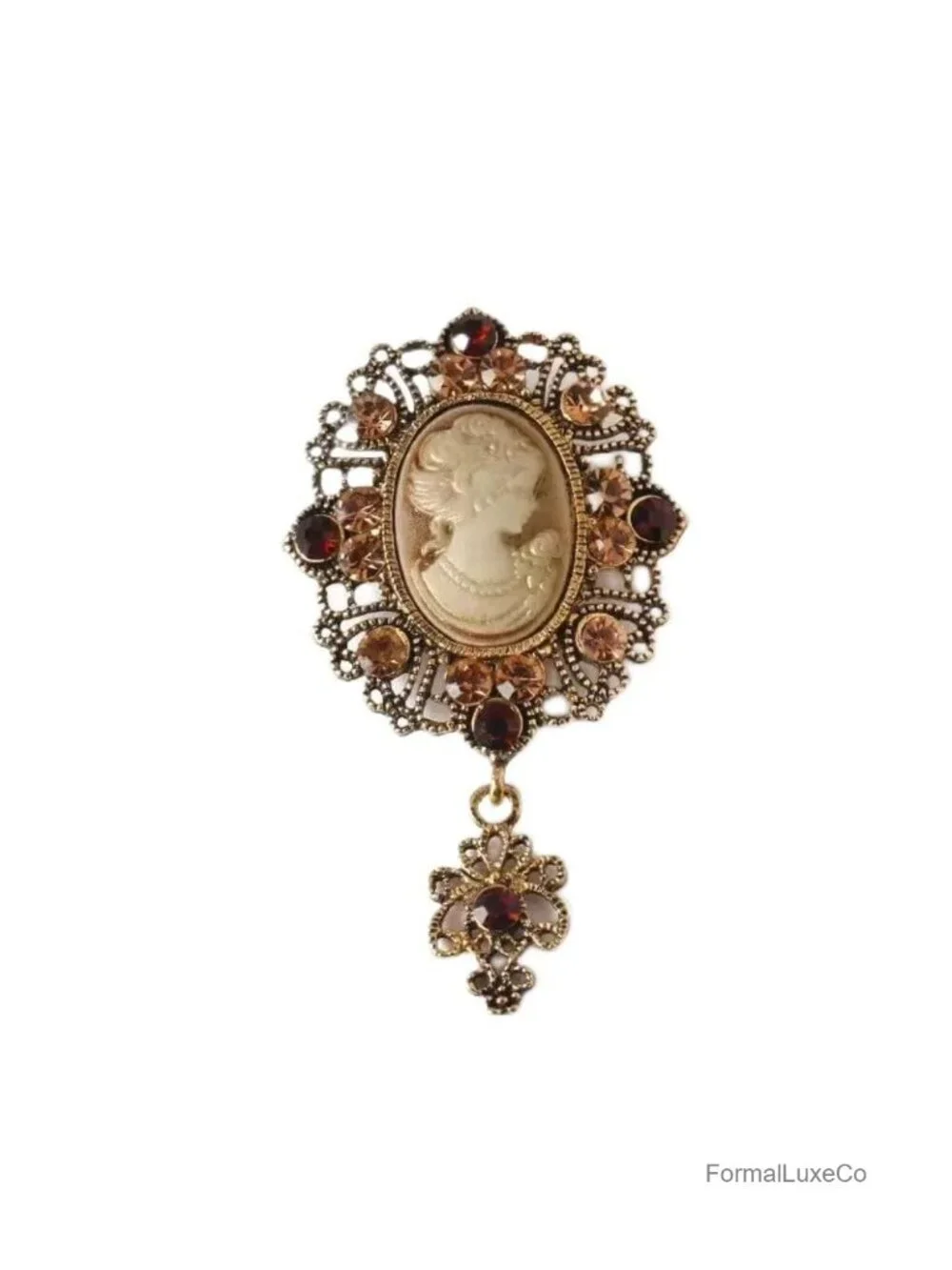 Vintage Cameo Brooch Pin Victorian Lady Portrait Lapel Pin for Dress Suit Hat